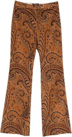 Etro Paisley Corduroy Broek - Dames - Wijde Broeken - Bruin - M - Katoen - Broeken