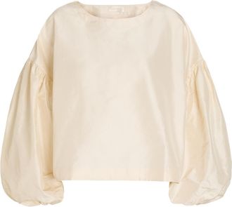 Suzie Kondi Balon Balloon-sleeve Silk-taffeta top - Off White - S (UK8-10 / S)