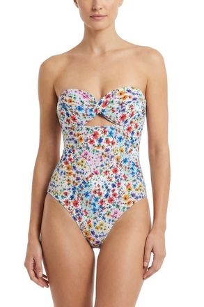 Change of Scenery Ella Twist Bandeau One-Piece Swimsuit in Wildflower Patch at Nordstrom, Size X-Small