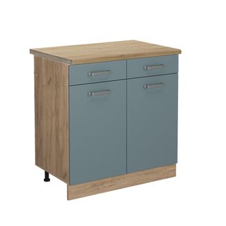 Vicco Mueble Bajo De Cocina R-line, Gris Azulado, 80 Cm, Et Roble