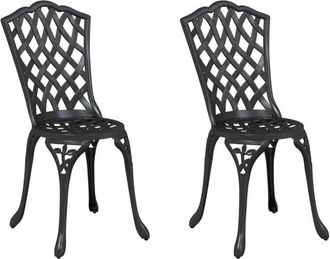 vidaXL Garden Chair 2 pcs Black 55 x 56.5 x 91cm Aluminium Vidaxl