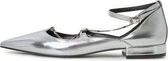 Cesare Gaspari Leren Ballerinas Clara - Zilver - Dames - Ballerinas - Grijs - 39 EU - Leer - Schoenen