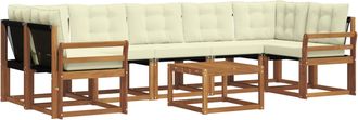 vidaXL Conjunto De Sof&aacute;s De Exterior 8 Uds. Natural Y Crema Vidaxl