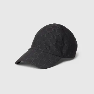Gucci Embossed GG Jersey Baseball Hat, Black, Fabric