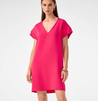 Trina Turk Sadora Short-Sleeve Dress In Forrest Rose