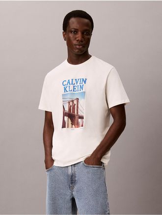 Calvin Klein Jeans Calvin Klein Mens Brooklyn Bridge Logo Graphic Tee - White - 2XL