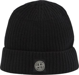 Stone Island Embroidered Patch Folded Cuff Ribbed Beanie