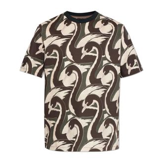 Paul Smith T-Shirts, male, Multicolor, Size: 2XL Swan Print T-Shirt