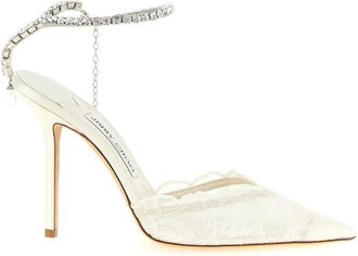 Jimmy Choo London White Embellished Pumps
