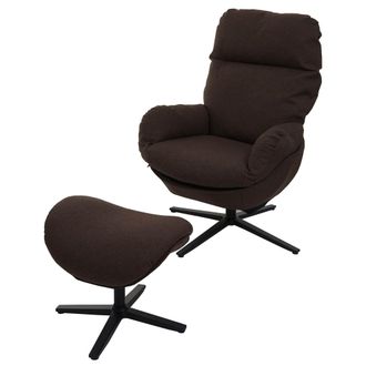 Hhg Hhg - Sill&oacute;n + Taburete 420, Sill&oacute;n Tv Sill&oacute;n Mecedora, Funci&oacute;n Giratoria, Metal Tela/textil, Marr&oacute;n