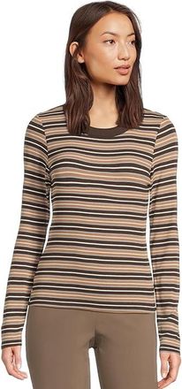Michael Stars Zola Long Sleeve Crew T-Shirts Womens Clothing Neutral Stripe : XL (US 10-12), Cotton/Modal/Spandex