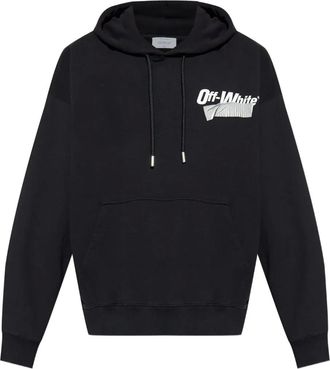 Off-white tape-logo cotton hoodie - Black