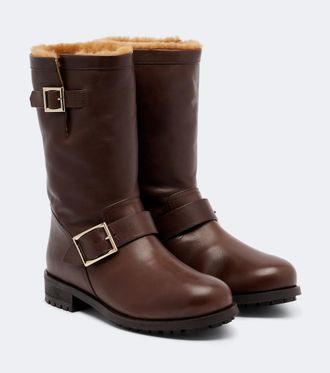 Jimmy Choo London Botas biker de piel con borrego