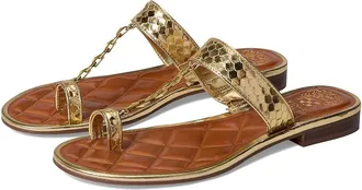 Vince Camuto Lexiea Chain-Link Flat Sandal Womens Sandals Grecian Gold : 6.5 M, Leather