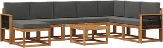 vidaXL Conjunto De Sof&aacute;s De Exterior 9 Uds. Natural Y Antracita Vidaxl