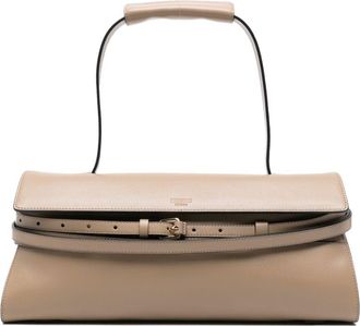 Moschino Structured Elongated Beige Bag With Smooth Surface