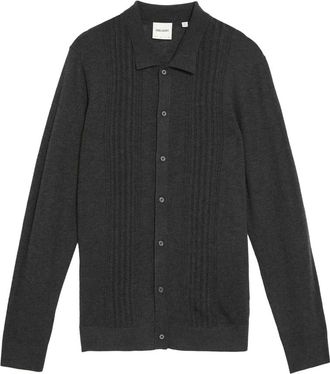 Lyle & Scott Truien & Vesten, Heren, Grijs, L, Mid Knits Kabel Gebreid Overhemd