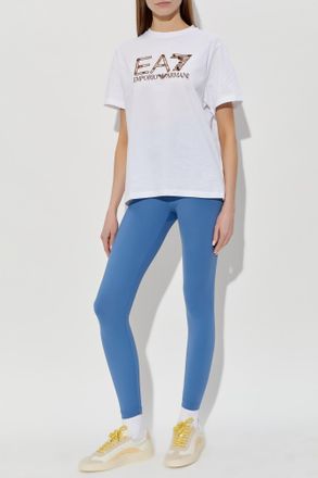 Emporio Armani Training Leggings With Logo, Womens, Blue