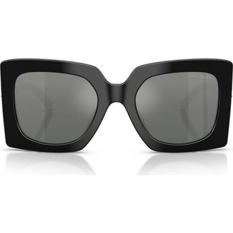 Dolce & Gabbana 54mm Square Sunglasses in Black /Grey Mirror Silver at Nordstrom