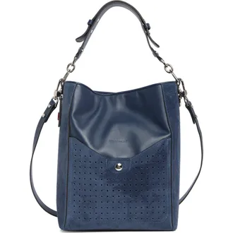 Longchamp Mademoiselle Leather Bucket Bag in Pilot Blue at Nordstrom Rack