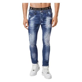 Philipp Plein Heren, Jeans, Blauw, Maat: W31 Katoen