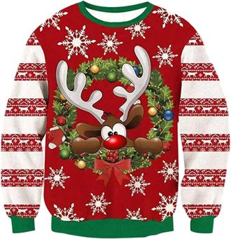 Generic Christmas Ugly Sweater, Xmas Holiday Pullover, Casual Long Sleeve Crewneck Sweatshirts