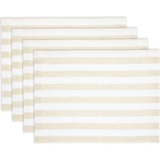 Solino Home Linen Placemats - Sorrento Stripe, 14 x 19 in Natural And White at Nordstrom, Size Medium
