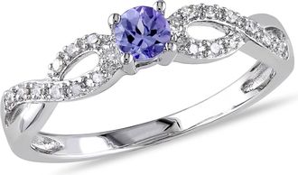 Mimi & Max 1/6ct TGW Tanzanite and 1/10ct TW Diamond Infinity Ring in Sterling Silver