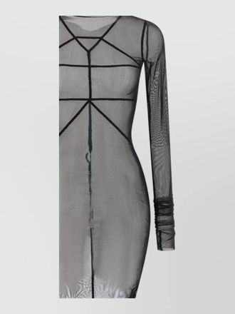 Rick Owens temple long sleeve sheer fitted dress