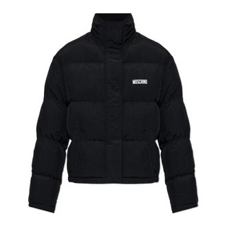 Moschino Winter Jackets, female, Black, Size: XS Insulated Jacket with Stand-Up Collar