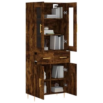 Berkfield Home Highboard Smoked Oak 69.5x34x180 cm Engineered Wood in Brown