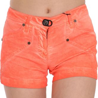 Plein Sud Womens Corduroy Shorts Pan70245 - Coral Cotton - Size EU 38 (Womens)