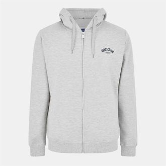 Aquascutum Mens Regular Fit Lettering Hooded Sweatshirt in Gray Mel - Grey - Size X-Large