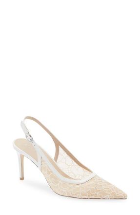 Stuart Weitzman Stuart Power 75 Pointed Toe Slingback Pump in Blanco/Beige/Blanco at Nordstrom, Size 10.5