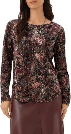 Karen Kane Velvet Burnout Shirttail Top in Print at Nordstrom, Size X-Large