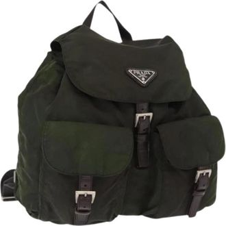 Prada Pre-owned Nylon Rugzak - Dames - Vintage Rugzakken - Groen - ONE Size - Nylon - Vintage