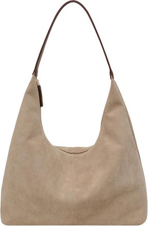 Generic LYEAA Women Suede Tote Bag with Multi-Pockets Crescent Bag Zipper Closure Underarm Bag Large Capacity for Work Travel (Beige)
