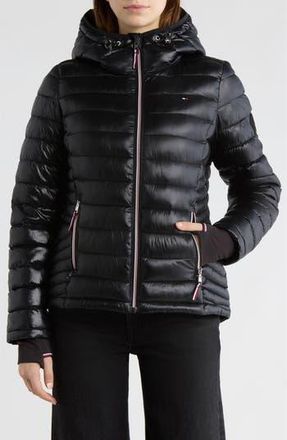 Tommy Hilfiger Zip Hooded Packable Puffer Jacket in Black at Nordstrom Rack, Size X-Large