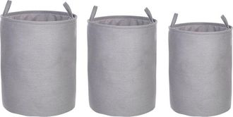 Beliani Beliani - Conjunto De 3 Cestas De Poli&eacute;ster Gris Algod&oacute;n Cord&oacute;n Accesorio Archa