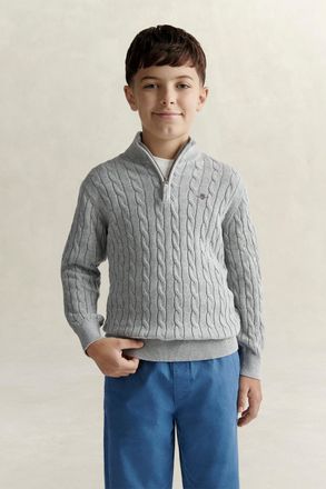 GANT Teens Teen Boys Shield Half Zip Sweater (122/128) GREY MELANGE