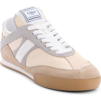 Chlo&eacute; Kick Leather & Mesh Sneaker in Dove Grey at Nordstrom, Size 11Us