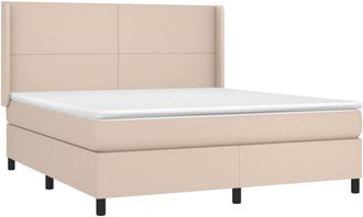 vidaXL Vidaxl - Cama Box Spring Con Colch&oacute;n Cuero Sint&eacute;tico Capuchino 160x200cm