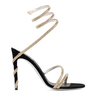Rene Caovilla High Heel Sandals, female, Beige, 3 UK, Metallic Ankle Boots with Crystal Strap