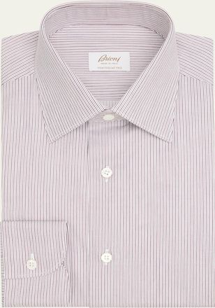 Brioni Mens Ventiquattro Cotton Multi-Stripe Dress Shirt