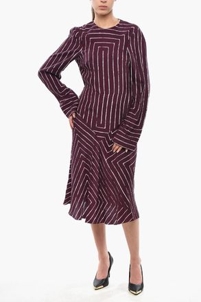 Stella McCartney Caftano TILTED Svasato in Seta a Righe Stella McCartney