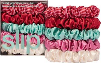 Slip Slip Pure Silk Set Of 5 Midi Scrunchies - Gelati