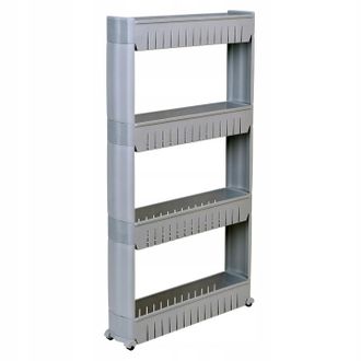 OEM Muebles M&oacute;viles De Ba&ntilde;o Y Cocina Con Estantes Estrechos Sobre Ruedas, 4 Niveles, Color Gris