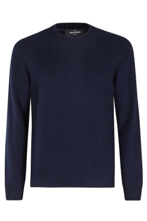 Gran Sasso Blue Felted Crewneck Cashmere Sweater