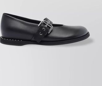 Premiata anil buckle leather round studded ballerina