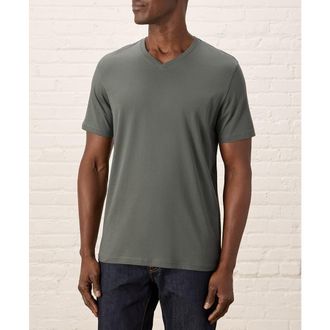 Pact Organic Cotton Mens Softspun Essential V-Neck Tee in Castor Green at Nordstrom, Size Xx-Large